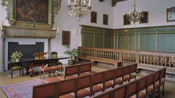 Het oude stadhuis Schepenzaal in Zwolle, Overijssel