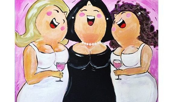 Vrolijke dames schilderen